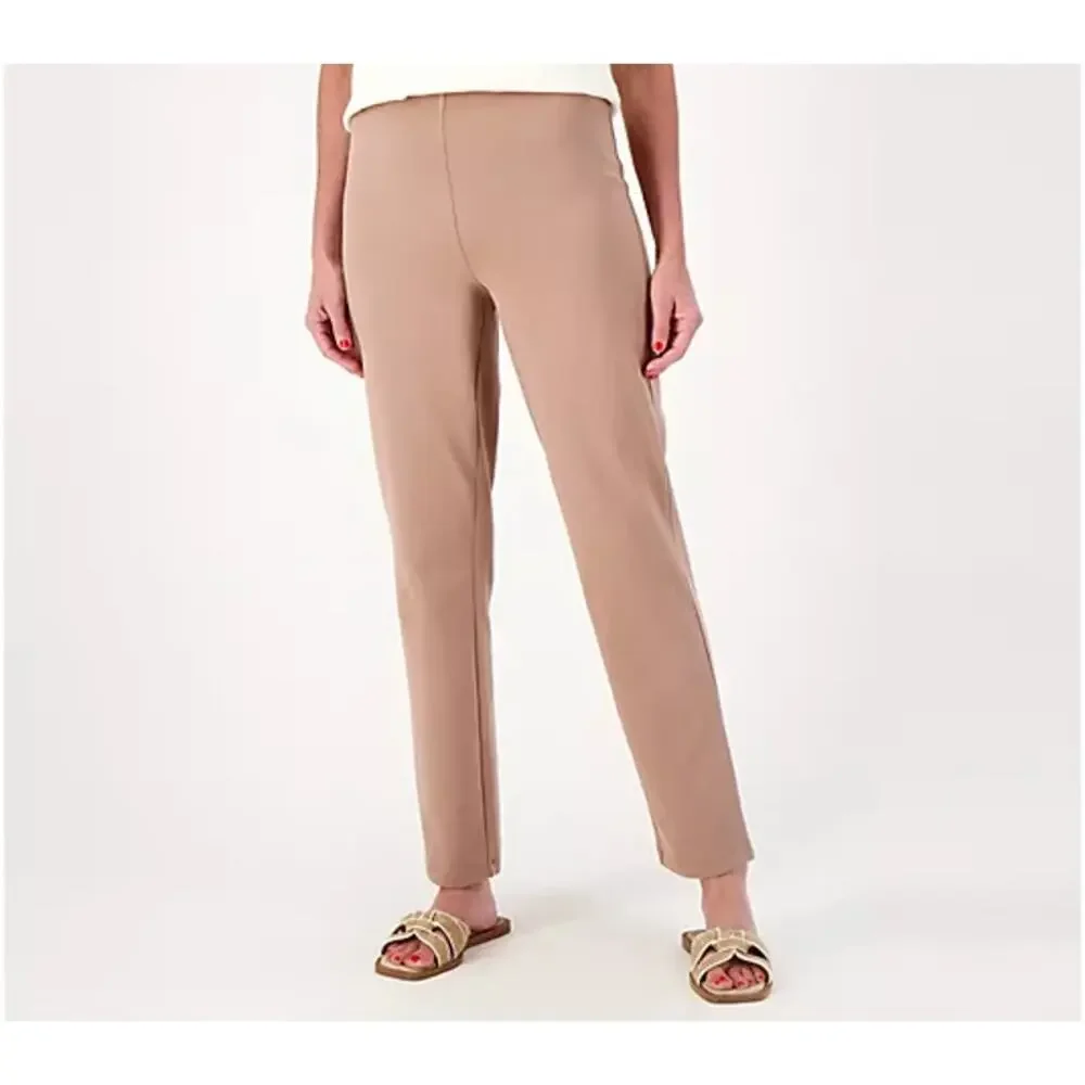 A609035 WOMEN WITH CONTROL Reg Cotton Jersey Pull On Slim Pants Safari Chic M - Picture 5 of 6